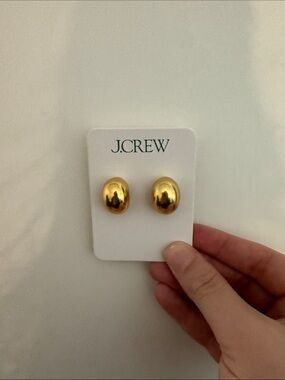 J. Crew Shiny Gold Oval Dome Earrings